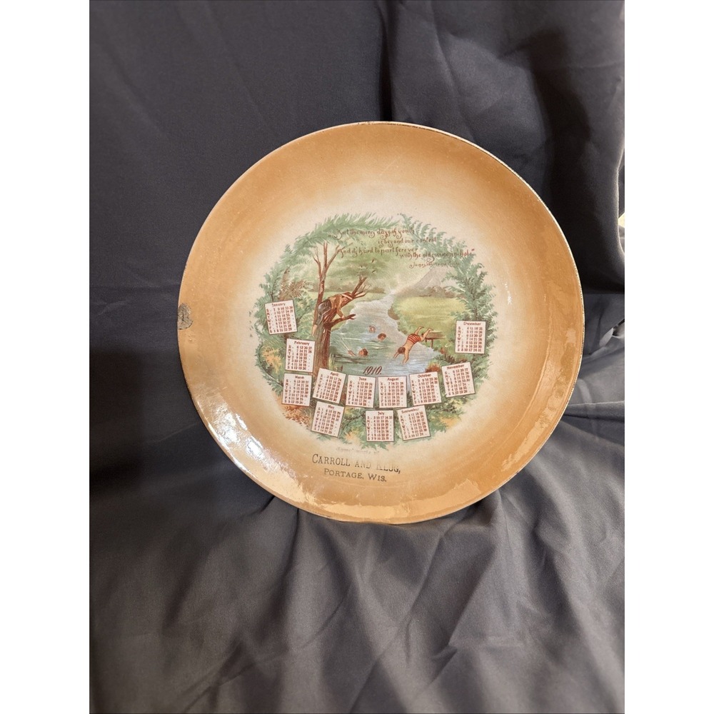 1910‎ calendar plate advertising Carroll & Lewis grocers in Portage, Wisconsin.